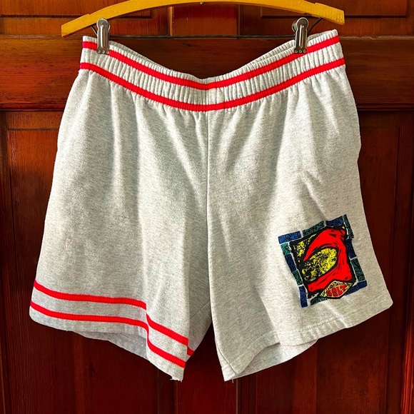 Vintage 90s Gray Sweat Shorts Graphic Retro Gym Y2K Streetwear Size Large - Picture 1 of 7